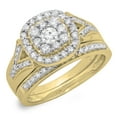 thumbnail image 1 of Dazzlingrock Collection 1.10 Carat (ctw) 14K Round Diamond Split Shank Cluster Engagement Ring Set 1 CT, Yellow Gold, Size 4, 1 of 1