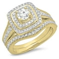 thumbnail image 1 of Dazzlingrock Collection 1.10 Carat (ctw) 14K Round White Diamond Ladies Bridal Halo Engagement Ring Set, Yellow Gold, Size 10, 1 of 4