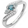 thumbnail image 1 of Dazzlingrock Collection 1.10 Carat (ctw) 14k Blue & White Diamond Engagement 3 Stone Bridal Ring 1 CT, White Gold, Size 7.5, 1 of 1