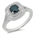 thumbnail image 1 of Dazzlingrock Collection 1.10 Carat (ctw) 18K Blue & White Diamond Ladies Halo Bridal Engagement Ring 1 CT, White Gold, Size 5, 1 of 1