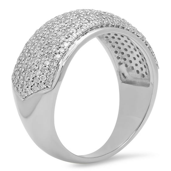 Dazzlingrock Collection 1.10 Carat (ctw) 18K Round Diamond Anniversary Wedding Band Ring 1 CT, White Gold, Size 8