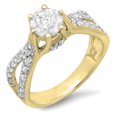 thumbnail image 1 of Dazzlingrock Collection 1.14 Carat (ctw) 14k Round Diamond Ladies Engagement Bridal Split Shank Ring; 0.74 CT center, White Gold, Size 5.5, 1 of 1