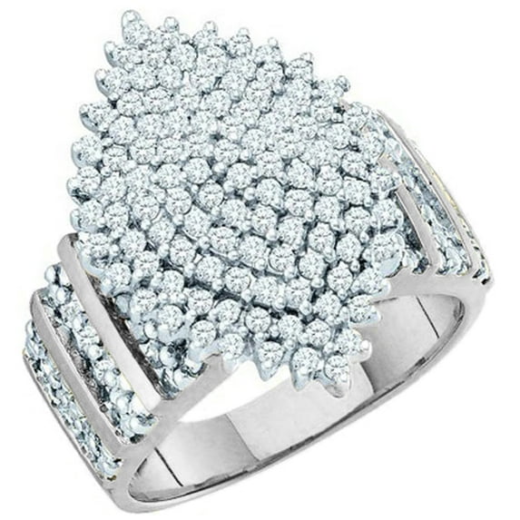 Dazzlingrock Collection 1.15 Carat (ctw) 10K Round Cut White Diamond Ladies Cluster Right Hand Ring, White Gold, Size 4.5