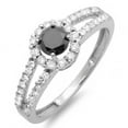 thumbnail image 1 of Dazzlingrock Collection 1.15 Carat (ctw) 10k Black And White Diamond Engagement Halo Style Bridal Ring, White Gold, Size 5.5, 1 of 1