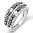 thumbnail image 1 of Dazzlingrock Collection 1.15 Carat (ctw) 10k Round Black And White Diamond Ladies Anniversary Wedding Band, White Gold, Size 7, 1 of 1