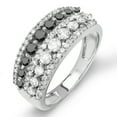 thumbnail image 1 of Dazzlingrock Collection 1.15 Carat (ctw) 10k Round Black And White Diamond Ladies Anniversary Wedding Band, White Gold, Size 7, 1 of 1