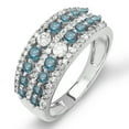 thumbnail image 1 of Dazzlingrock Collection 1.15 Carat (ctw) 10k Round Blue And White Diamond Ladies Anniversary Wedding Band, White Gold, Size 5, 1 of 1