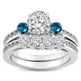 thumbnail image 1 of Dazzlingrock Collection 1.15 Carat (ctw) 10k Round Blue & White Diamond Ladies Bridal Engagement Ring Set, White Gold, Size 9, 1 of 1