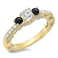 thumbnail image 1 of Dazzlingrock Collection 1.15 Carat (ctw) 14K Black & White Diamond Bridal Vintage 3 Stone Engagement Ring, Yellow Gold, Size 5.5, 1 of 1