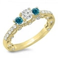 thumbnail image 1 of Dazzlingrock Collection 1.15 Carat (ctw) 14K Blue & White Diamond Bridal Vintage 3 Stone Engagement Ring, Yellow Gold, Size 8, 1 of 1