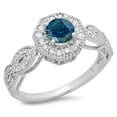 thumbnail image 1 of Dazzlingrock Collection 1.15 Carat (ctw) 14K Blue & White Diamond Bridal Vintage Halo Engagement Ring, White Gold, Size 9.5, 1 of 1