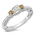 thumbnail image 1 of Dazzlingrock Collection 1.15 Carat (ctw) 14K Champagne & White Diamond Vintage 3 Stone Engagement Ring, White Gold, Size 9.5, 1 of 1