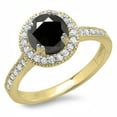 thumbnail image 1 of Dazzlingrock Collection 1.15 Carat (ctw) 14K Round Black And White Diamond Bridal Halo Engagement Ring, Yellow Gold, Size 7, 1 of 1