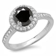 thumbnail image 1 of Dazzlingrock Collection 1.15 Carat (ctw) 14K Round Black & White Diamond Ladies Halo Style Engagement Ring, White Gold, Size 5.5, 1 of 1