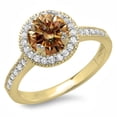 thumbnail image 1 of Dazzlingrock Collection 1.15 Carat (ctw) 14K Round Champagne & White Diamond Bridal Halo Engagement Ring, Yellow Gold, Size 5, 1 of 1