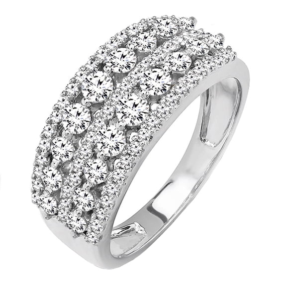Dazzlingrock Collection 1.15 Carat (ctw) 14K Round Diamond Ladies Anniversary Wedding Band Ring, White Gold, Size 9