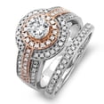 thumbnail image 1 of Dazzlingrock Collection 1.15 Carat (ctw) 14K Two Tone Real Round Diamond Engagement Bridal Ring Set with Matching Band, Rose Gold, Size 9, 1 of 1