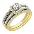 thumbnail image 1 of Dazzlingrock Collection 1.15 Carat (ctw) 14K White & Black Diamond Ladies Halo Engagement Ring Set, Yellow Gold, Size 5, 1 of 3