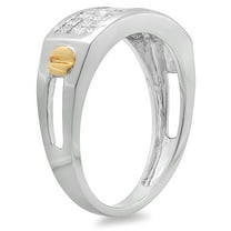 Dazzlingrock Collection 1.15 Carat (ctw) 14k Princess Diamond Invisible Mens Ring, White Gold, Size 8.5