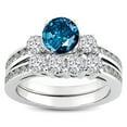 thumbnail image 1 of Dazzlingrock Collection 1.15 Carat (ctw) 14k Round Blue & White Diamond Ladies Bridal Engagement Ring Matching Band Set 1 1/4 CT, White Gold, Size 9, 1 of 1