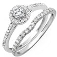 thumbnail image 1 of Dazzlingrock Collection 1.15 Carat (ctw) Sterling Silver Round Cubic Zirconia Bridal Halo Engagement Ring Set, Size 5.5, 1 of 1