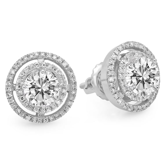 Dazzlingrock Collection 1.17 Carat (ctw) 10K Round White Diamond Ladies Halo Style Stud Earrings 1 CT, White Gold