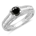 thumbnail image 1 of Dazzlingrock Collection 1.20 Carat (ctw) 14K Black & White Diamond Vintage Style Engagement Ring 1 1/4 CT, White Gold, Size 6.5, 1 of 1