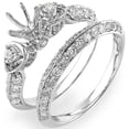 thumbnail image 1 of Dazzlingrock Collection 1.20 Carat (ctw) 14K Round Diamond Ladies 3 Stone Semi Mount Bridal Engagement Ring Set 1 1/4 CT (No Center Stone), White Gold, Size 8, 1 of 1