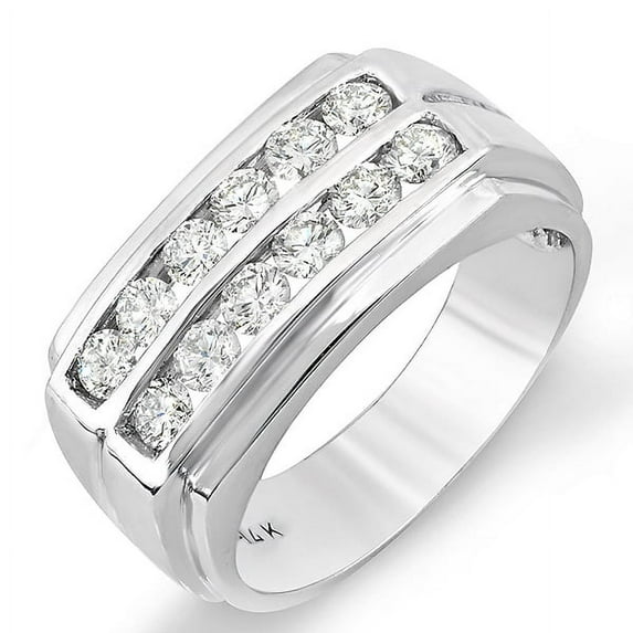 Dazzlingrock Collection 1.20 Carat (ctw) 14K Round Diamond Wedding Anniversary Band Ring 1 1/4 CT, White Gold, Size 9
