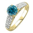 thumbnail image 1 of Dazzlingrock Collection 1.22 Carat (ctw) 14K Round Blue & White Diamond Pave Bridal Ring 1 1/4 CT, Yellow Gold, Size 4, 1 of 1