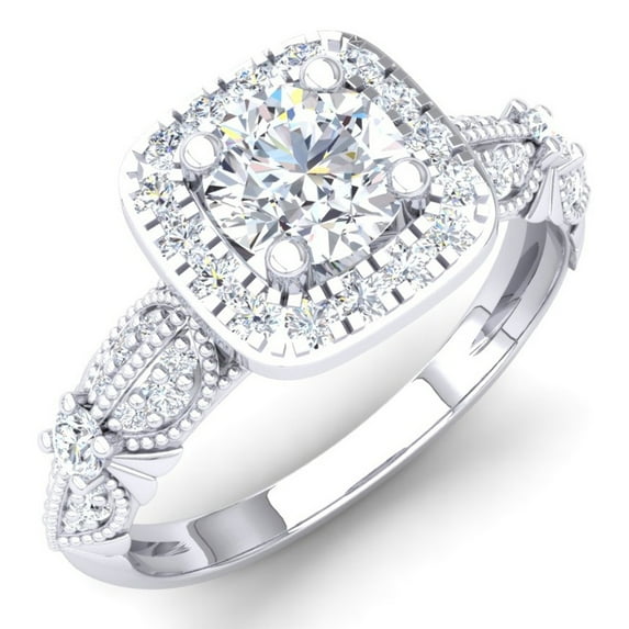 Dazzlingrock Collection 1.22 Carat (ctw) 14K Round Cut Diamond Ladies Halo Style Engagement Ring 1 1/4 CT, White Gold, Size 6.5