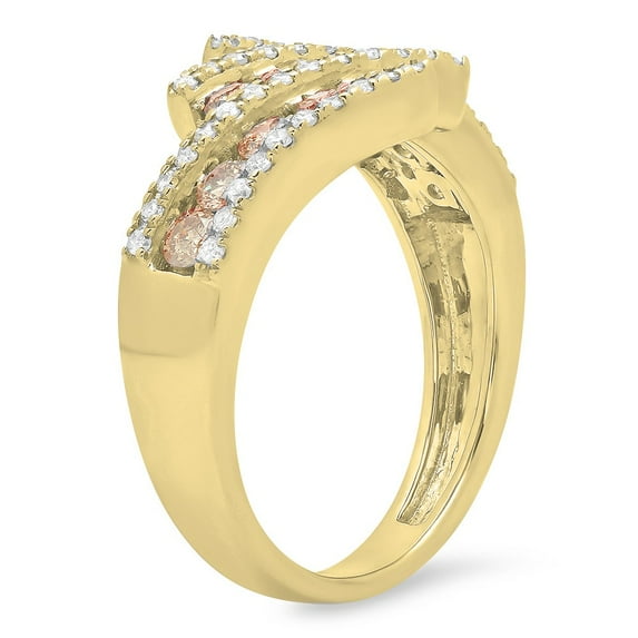 Dazzlingrock Collection 1.25 Carat (Ctw) 10K Champagne & White Diamond Ladies Fashion Right Hand Ring, Yellow Gold, Size 4