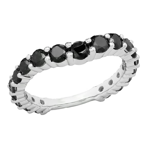 Dazzlingrock Collection 1.25 Carat (ctw) 14K Black Diamond Ladies Anniversary Wedding Band 1 1/4 CT, White Gold, Size 5