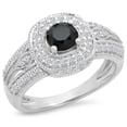 thumbnail image 1 of Dazzlingrock Collection 1.25 Carat (ctw) 14K Black & White Diamond Halo Bridal Engagement Ring 1 1/4 CT, White Gold, Size 5.5, 1 of 4