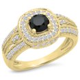 thumbnail image 1 of Dazzlingrock Collection 1.25 Carat (ctw) 14K Black & White Diamond Halo Bridal Engagement Ring 1 1/4 CT, Yellow Gold, Size 9, 1 of 4