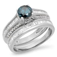 thumbnail image 1 of Dazzlingrock Collection 1.25 Carat (ctw) 14K Blue & White Diamond Ladies Vintage Bridal Ring Set 1 1/4 CT, White Gold, Size 4, 1 of 4