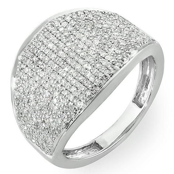 Dazzlingrock Collection 1.25 Carat (ctw) 14K Round Diamond Ladies Cocktail Right Hand Ring 1 1/4 CT, White Gold, Size 8.5