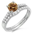 thumbnail image 1 of Dazzlingrock Collection 1.25 Carat (ctw) 14K White & Champagne Diamond Bridal Wedding Sets 1 1/4 CT, White Gold, Size 4.5, 1 of 1