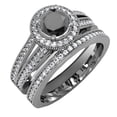 thumbnail image 1 of Dazzlingrock Collection 1.25 Carat (ctw) Black Rhodium Plated 10K White And Black Diamond Bridal Ring Set, White Gold, Size 6.5, 1 of 5