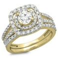 thumbnail image 1 of Dazzlingrock Collection 1.30 Carat (ctw) 14K Round Cut Diamond Bridal Split Shank Engagement Ring Set, Yellow Gold, Size 4.5, 1 of 1