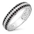 thumbnail image 1 of Dazzlingrock Collection 1.30 Carat (ctw) 14K Round White & Black Diamond Ladies Pave Wedding Eternity Band 1 1/3 CT, White Gold, 1 of 1