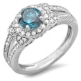 thumbnail image 1 of Dazzlingrock Collection 1.30 Carat (ctw) 18k Blue & White Diamond Split Shank Halo Vintage Bridal Ring, White Gold, Size 6, 1 of 1