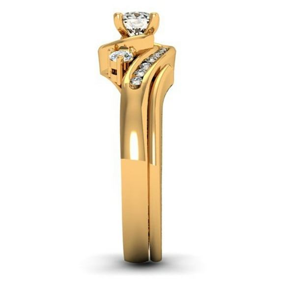 Dazzlingrock Collection 1.33 Carat (ctw) 14K Round Diamond Ladies Bridal Swirl Engagement Ring Set, Yellow Gold, Size 6