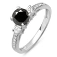 thumbnail image 1 of Dazzlingrock Collection 1.33 Carat (ctw) 14K Round White & Black Diamond Bridal 3 Stone Engagement Ring, White Gold, Size 5, 1 of 1