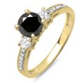 thumbnail image 1 of Dazzlingrock Collection 1.33 Carat (ctw) 14K Round White & Black Diamond Bridal 3 Stone Engagement Ring, Yellow Gold, Size 5, 1 of 1