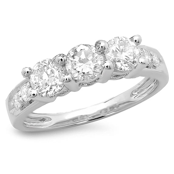 Dazzlingrock Collection 1.33 Carat (ctw) 18K Round Diamond Ladies Anniversary Wedding Stackable Band, White Gold, Size 9