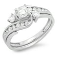 thumbnail image 1 of Dazzlingrock Collection 1.33 Carat (ctw) 18K Round Diamond Ladies Bridal Swirl Engagement Ring Set, White Gold, Size 9, 1 of 1