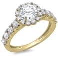 thumbnail image 1 of Dazzlingrock Collection 1.35 Carat (ctw) 14K Round Cut Diamond Ladies Bridal Cluster Halo Engagement Ring, Yellow Gold, Size 7, 1 of 1