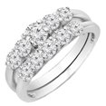 thumbnail image 1 of Dazzlingrock Collection 1.35 Carat (ctw) 14K Round White Diamond 5 Stone Engagement Bridal Ring Matching Band Set, White Gold, Size 6, 1 of 1