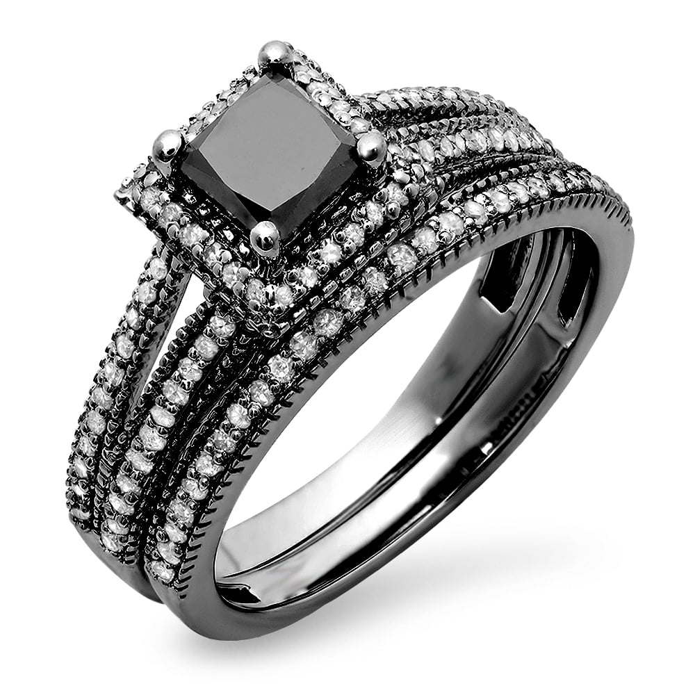 Dazzlingrock Collection 0.35 CTW Black & White Diamond Infinity Ring - Sterling Silver, Size 6.5